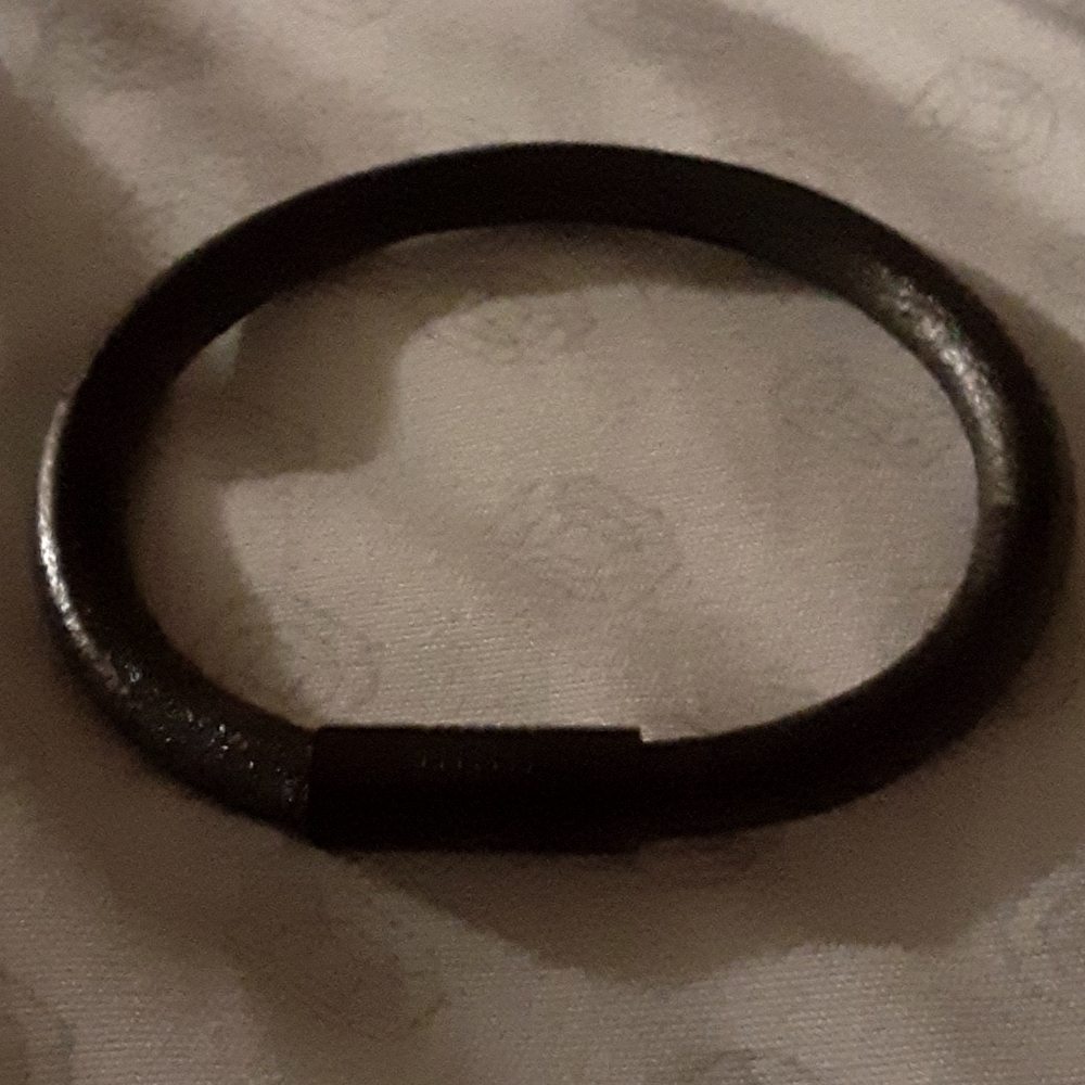 Black thick leather bracelet